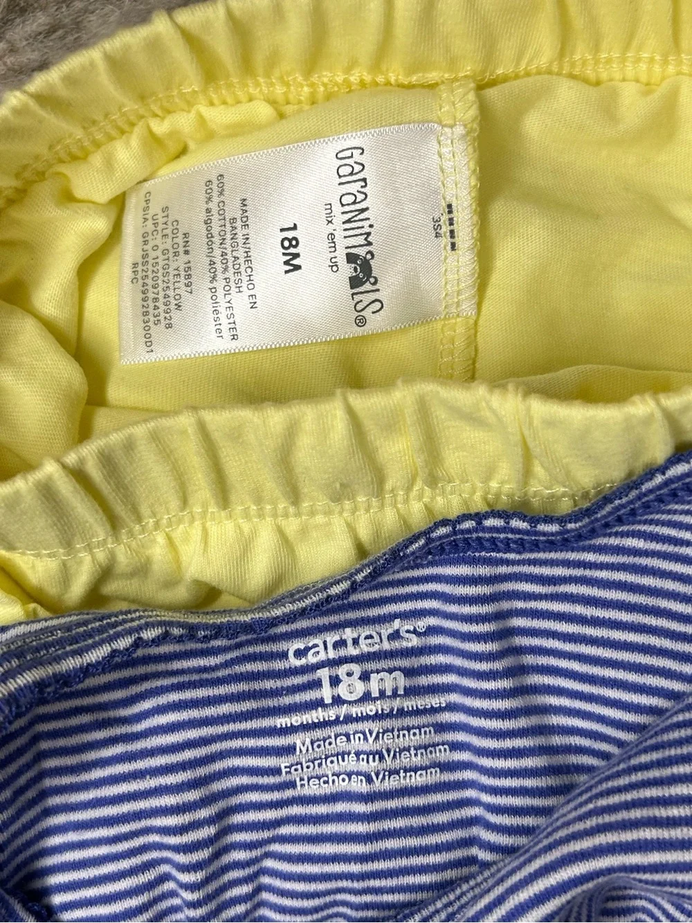 5 for $25🔥Carter's Navy Striped Bodysuit & Garanimals‎ Tier Yellow Skirt 18M